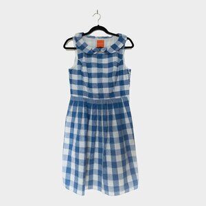 ModCloth Dress Small Blue White Gingham Picnic Plaid Sleeveless Checkered